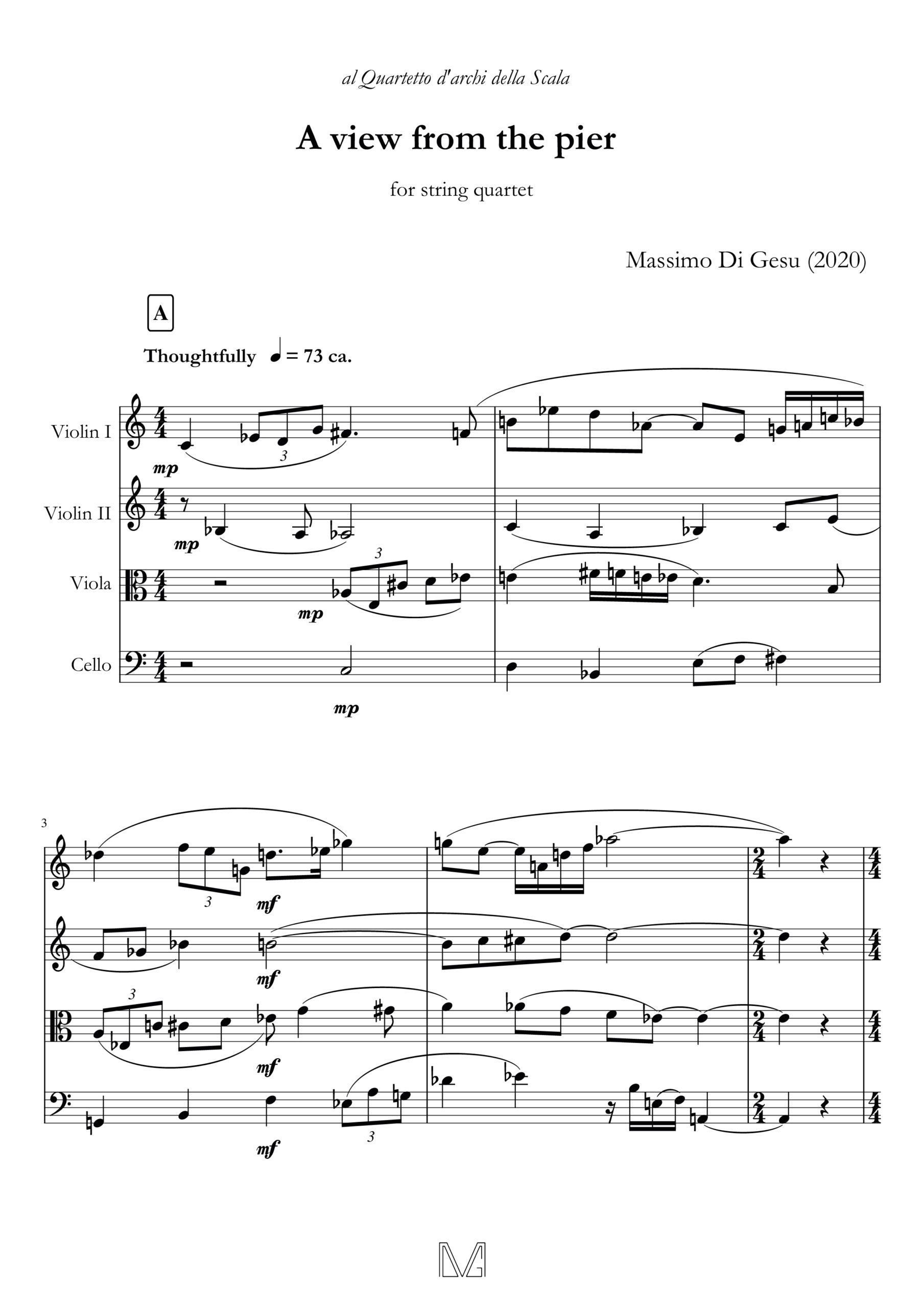 A view from the pier - version for string quartet